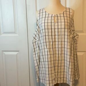 Lane Bryant Black White Plaid Keyhole Tank Top Shirt 18